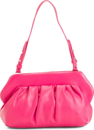 Leather Amari Ruched Shoulder Bag