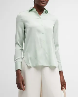 Stretch Silk Slim-Fit Blouse