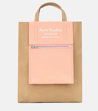 Medium leather-trimmed nylon tote