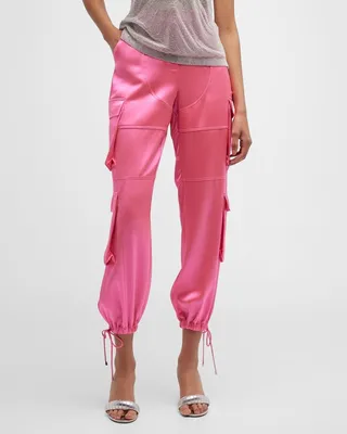 Portela Silky Drawstring-Cuff Cargo Pants