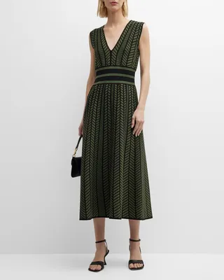 Biavo Intarsia Knit Midi Dress