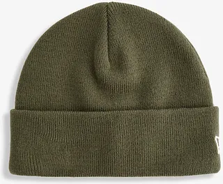 New Era Mens New Olive Logo-embroidered Woven-knit Beanie hat