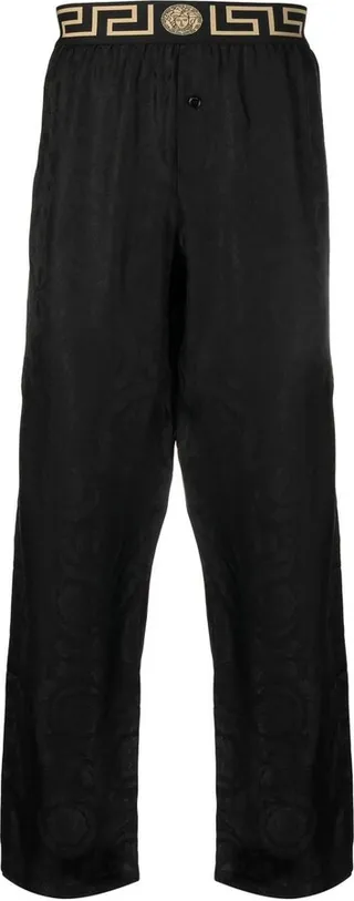 Abstract-Pattern Straight-Leg Trousers