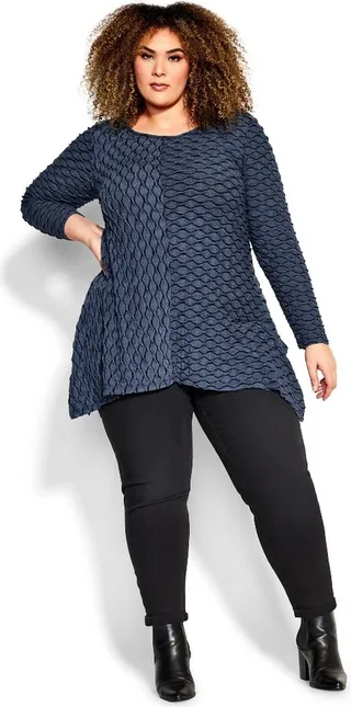 AVENUE | Women's Plus Size Tiarne Two Tone Tunic - blue - 16W
