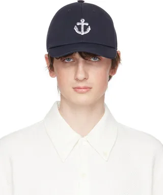 Thom Browne Navy Anchor Cap