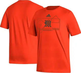 Men's adidas Orange Miami Hurricanes Locker Lines Baseball Fresh T-shirt