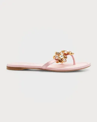 Crystal Silk Flip Flop Sandals