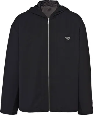 Enamel-Logo Hooded Wool Jacket