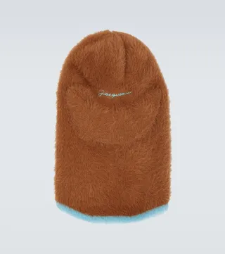 Knit hood with visor