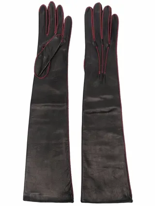 Stitch-Detail Leather Gloves