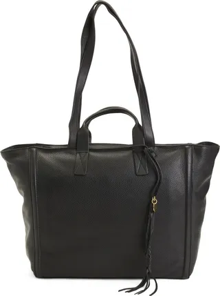 Jehn Leather Top Handle Tote With Shoulder Straps
