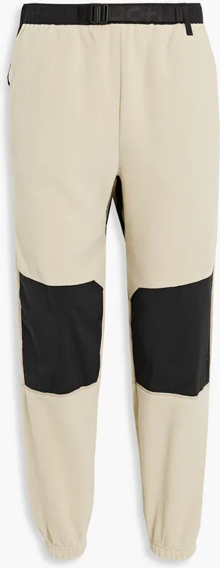Belted shell-paneled fleece sweatpants