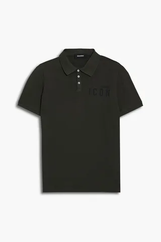 Printed cotton-piqué polo-shirt