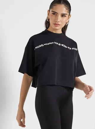 Crew Neck Logo Crop T-Shirt