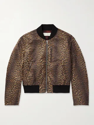 Vamps Leopard-Print Shell Bomber Jacket