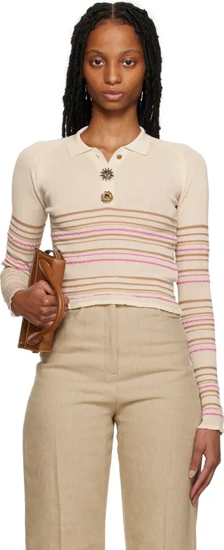 Jacquemus Beige Le Raphia 'La Maille Aouro' Polo