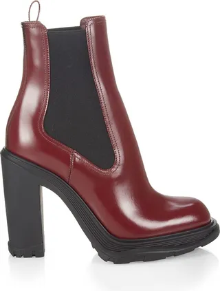 Leather Chelsea Block Heel Booties
