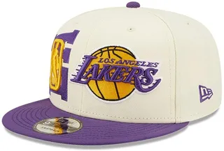 Men's New Era Cream and Purple Los Angeles Lakers 2022 Nba Draft 9FIFTY Snapback Adjustable Hat