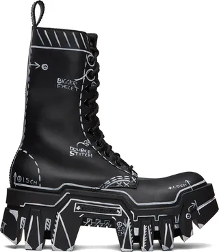 Balenciaga Black Bulldozer Lace-Up Boots