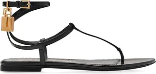 Leather Ankle-Strap Thong Sandals