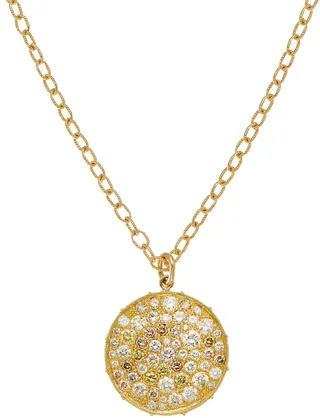 Multicolor Diamond Disc Pendant Necklace