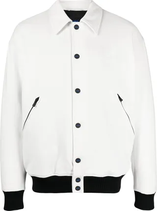 Contrasting-Detail Bomber Jacket
