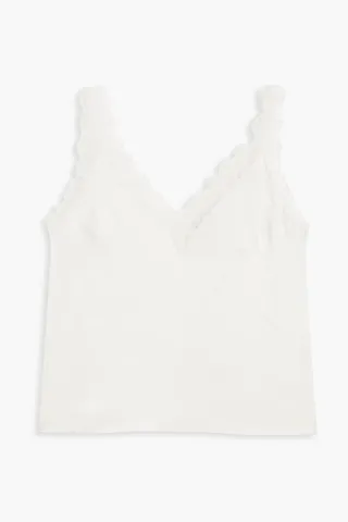 Lace-trimmed silk-satin camisole