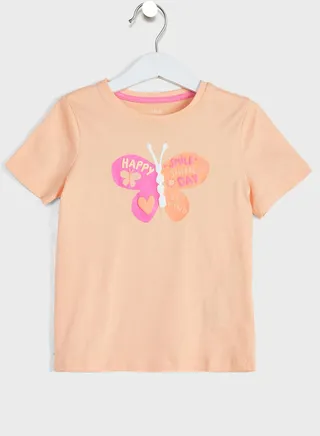 Kids Butterfly Print Crew Neck T-Shirt