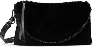 AllSaints Eve Shearling Crossbody (Black 1) Cross Body Handbags