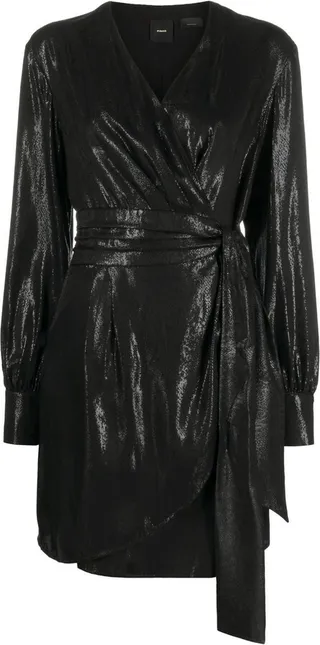 Wrap-Around Satin Mini Dress