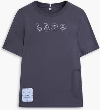 Embossed printed cotton-jersey T-shirt