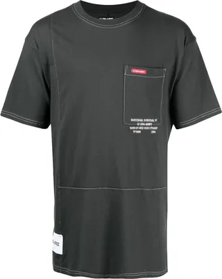 contrast-stitching cotton T-shirt