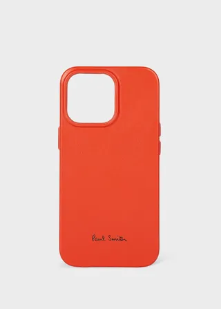 Paul Smith + Native Union Orange Leather Magsafe iPhone 14 Pro Case