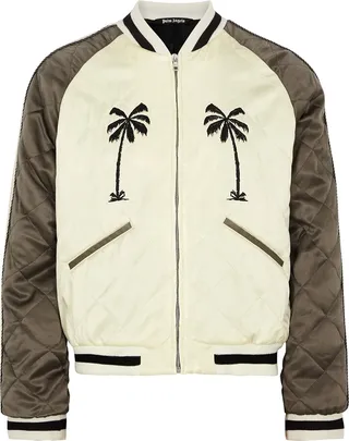 Palm Angels Embroidered Quilted Satin Bomber Jacket