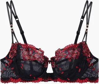 Embellished stretch-tulle underwired bra