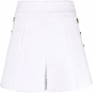 Embossed-Button Tweed Shorts
