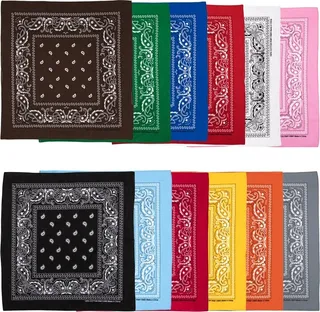 Lightweight Multicolored Cotton Bandana 12 Pack