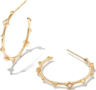Michelle 14k Yellow Gold Hoop Earrings in White Diamond