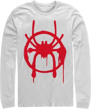 Men's Marvel Spider-Man: Into the Spider-Verse Symbol Long Sleeve Shirt - White - X Large