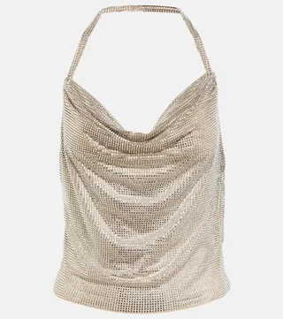Crystal-embellished halterneck top
