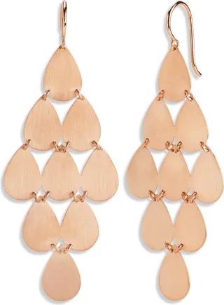 Signature Large Teardrop Rose Gold Chandelier Earrings