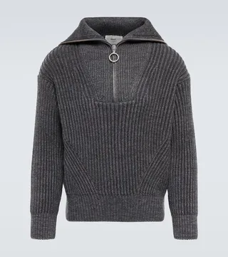 Virgin wool half-zip sweater
