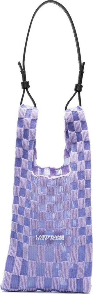 Purple Ichimatsu Small Sheer Checkerboard Tote Bag