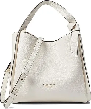 Kate Spade New York Knott Pebbled Leather Medium Crossbody Tote (Cream) Handbags