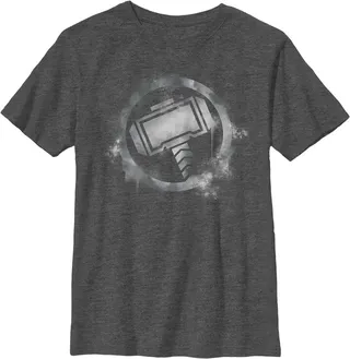Boy's Marvel Avengers: Endgame Smudged Thor T-Shirt - Charcoal Heather - Small