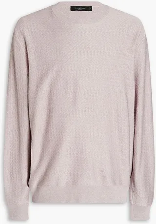 Mélange jacquard-knit silk sweater