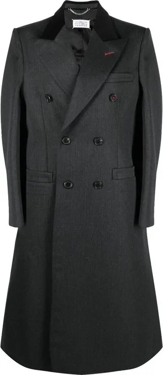 Grey Double-Breasted Wool Coat