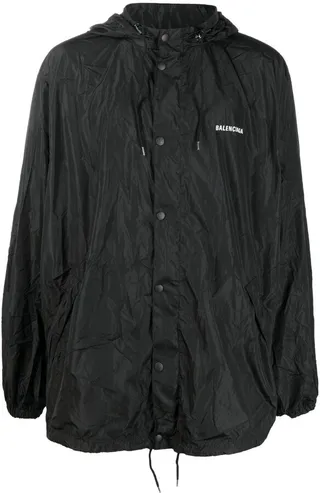 Logo-Print Hooded Raincoat Jacket