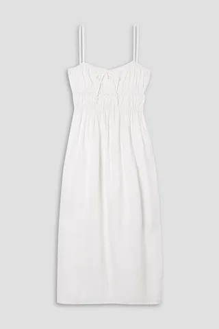 Francesca shirred linen midi dress