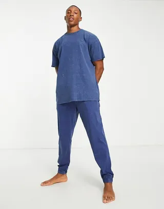 Threadbare Gusto lounge set in gray acid wash